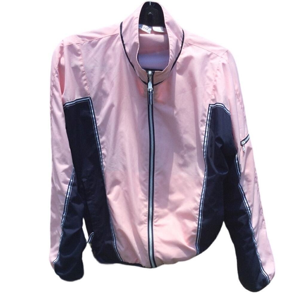 Vtg Tail Womens Zip-up Jacket M Pink Windbreaker 80s Pickleball Tennis Preppy